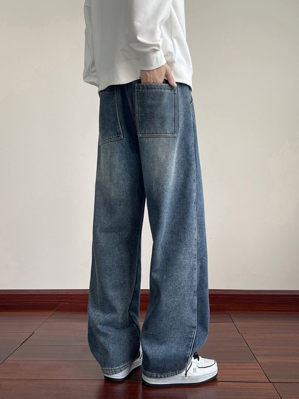 1791428582322959.jpg LL693R1 Men's 11 OZ Elastic Waist Winter Fox Fleece Lined Jeans