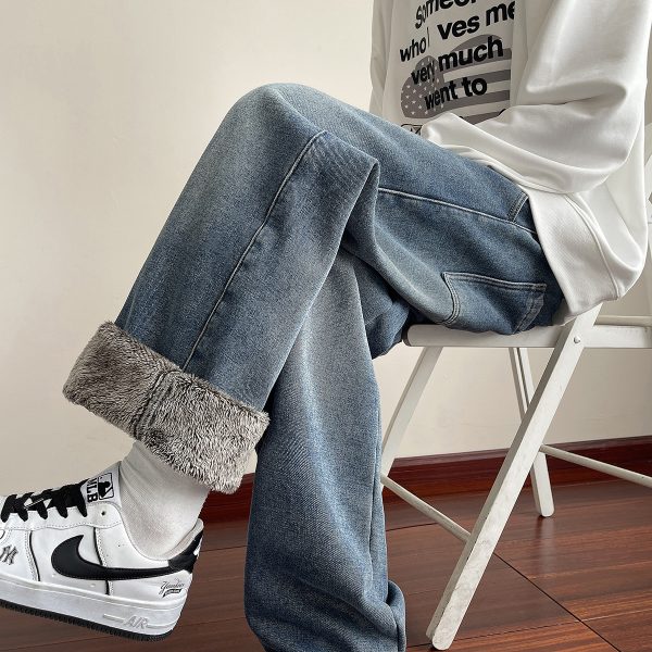 1791428757448619.jpg LL693R1 Men's 11 OZ Elastic Waist Winter Fox Fleece Lined Jeans