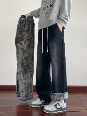 LL693R1  Men's 11 OZ Elastic Waist Winter Fox Fleece Lined Jeans