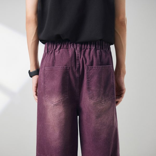 721  Men's Dyed Back‑half Elastic Waistband 8/10 Length Cropped Jeans