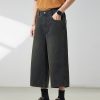 721  Men's Dyed Back‑half Elastic Waistband 8/10 Length Cropped Jeans